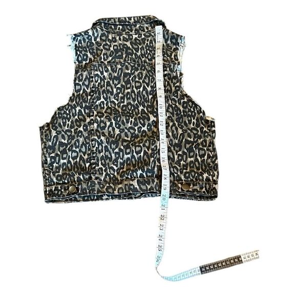 Easel Los Angeles Leopard Print Denim Vest size small - Picture 5 of 8